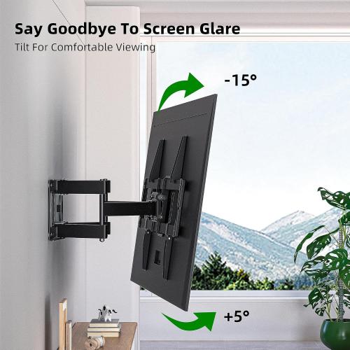 Full Motion TV Wall Mount for Most 37-84 Flat Screen TV, Swivel or Tilt TV Wall Bracket with Dual Articulating Arms, for 12-16 Wood Studs, Max VESA 600x400mm, Load 120 lbs by USX MOUNT