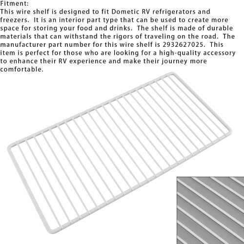 2932627025 RV Refrigerator Freezer Wire Shelf Fit for Dometic RV Refrigerators and Freezers,Length: 16.73 inches, Width: 8.46 inches