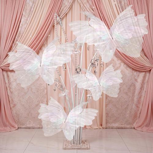 Yinder 4 Pcs Big Butterfly Decorations, Giant 3D Iridescent White