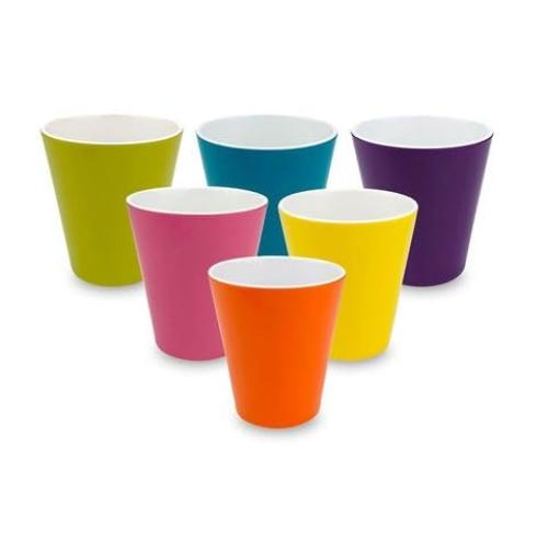 French Bull Melamine 16oz Tumblers - Colorful Assorted Set of 6, Stackable, Dishwasher Safe, BPA-free, Dringking Cups