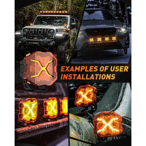 NOVSIGHT X Series 4 Inch Amber/White Off Road Driving Light LED Pods, Pair