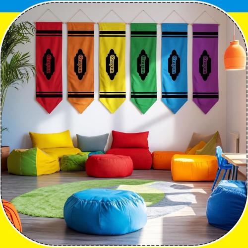 Frienda 6 Pack Back to School Classroom Decor Crayon Hanging Decorations