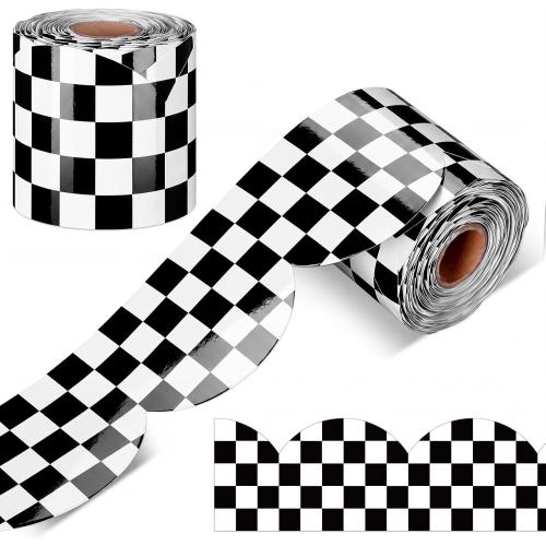 Frienda 65 Ft Checkered Bulletin Board Borders, Black White Classroom Trim