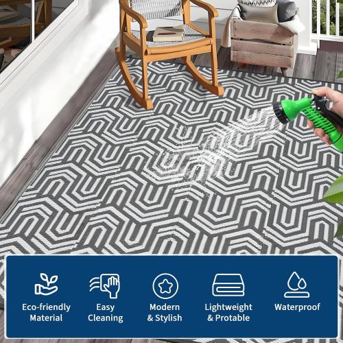 Garvee Outdoor Rug Large Waterproof Reversible Patio Rug