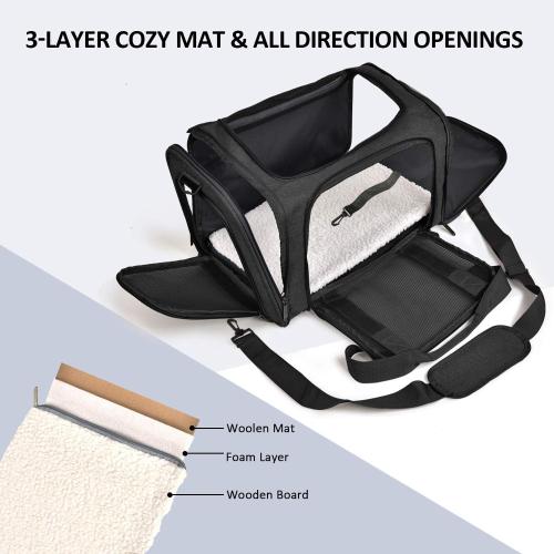 Henkelion Cat Carriers Dog Carrier Pet Carrier for Small / Medium Cats Dogs Puppies (Up To 15lbs), TSA Airline Approved Small Dog Carrier Soft Sided, Collapsible Waterproof Travel Puppy Carrier -Black