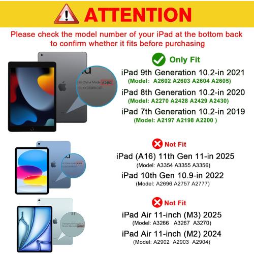 ProCase for iPad 9th/ 8th/ 7th Generation Case 10.2 Inch, Blue