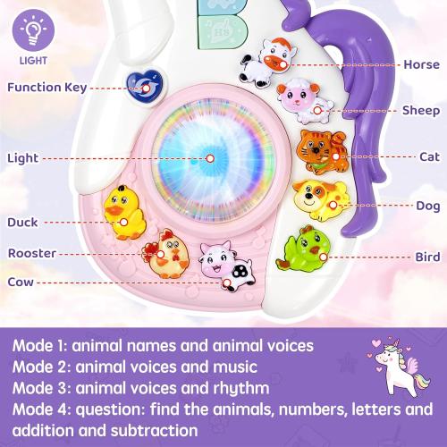 Marstone Toddler Unicorn Musical Learning Guitar 1–3 Years Old Boy and Girl