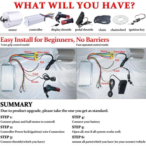 48V Motor Kit 1800W Electric Brushless DC Motor Kit 3900RPM Go Kart Motor