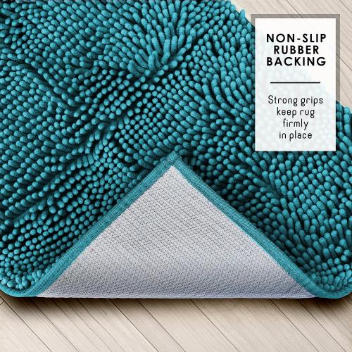 Hearth & Harbor Bathroom Rugs, Chenille Bath Mat - Machine Washable Bath Mats for Bathroom Non-Slip Backing Rubber, Quick Dry Bathroom Mat