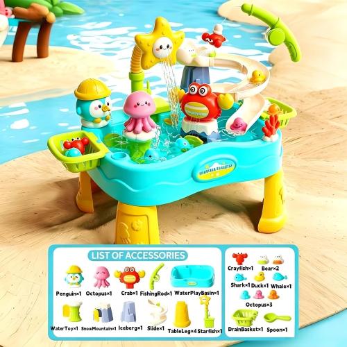 Ocean-Themed Water Table for Toddlers & Kids 3 , Outdoor Water Play Table COLOR PINK