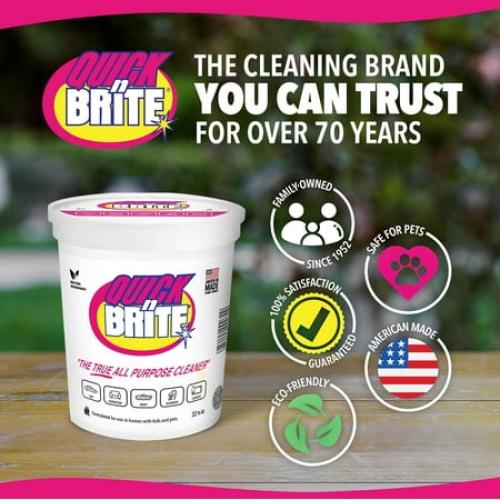 1 Pack Quick 'n Brite All Purpose Cleaning Paste – Miracle Cleaner for Tough Stains, Biodegradable, Non-Toxic, Pet-Safe, Multi-Surface Stain Remover, Made in USA, 12 Oz