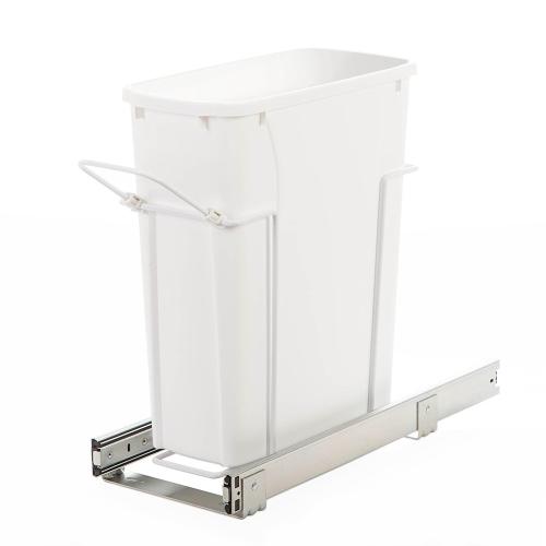 Knape & Vogt SBM9-1-20WH 8.38 in. W x 20 in. D x 17.31 in. H In Cabinet Pull-Out Bottom Mount 20qt Trash Can