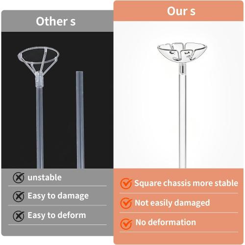12 Pack Clear Acrylic Balloon Stand Kit, 15.75 Inch Reusable Balloon Sticks Holder With Base Perfect for Tabletop Centerpiece Party Event Decorations (15.75 12 Pack)