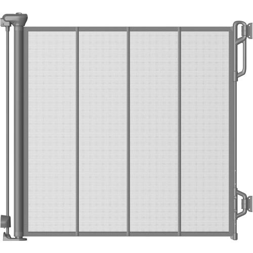 SPACEANY Reinforced Retractable Baby Gate, Mesh Dog Gate, Child Safety Gate for Doorways, Stairs, Hallways, Indoor/Outdoor, Wide Openings -33.5 Tall, Width up to 55 Gray