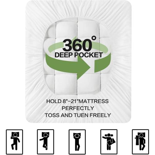 Premium Viscose Made from Bamboo  Mattress Topper, Quilted Fitted Extra Thick Mattress Pad