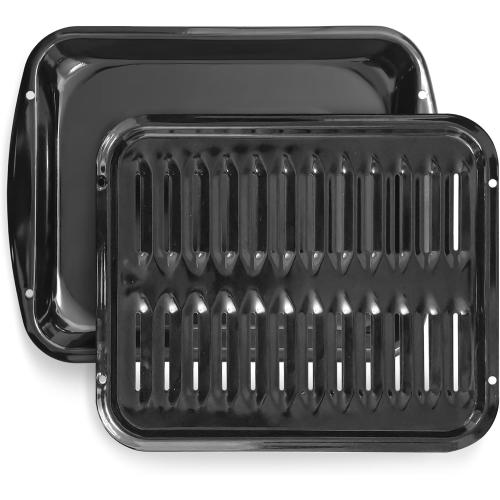 Broiler Pan for Oven Nonstick Porcelain Coated - 16.75” x 12.75” Whirlpool 4396923 Replacement Broiling Pan for Oven With Rack for High-Temperatures - Oven Broiler Pan Heats Evenly and Drains Fat