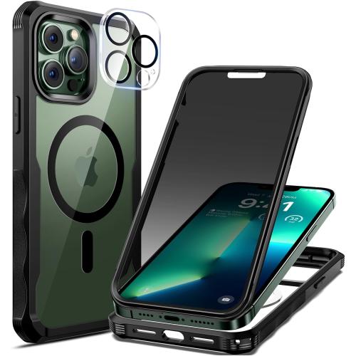 seacosmo for iPhone 13 Pro Max Case with Privacy Screen Protector Black