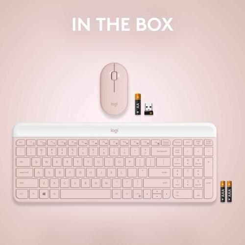 Logitech - MK470 Full-size Wireless Scissor Keyboard and Mouse Bundle for Windows with Quiet clicks - Rose