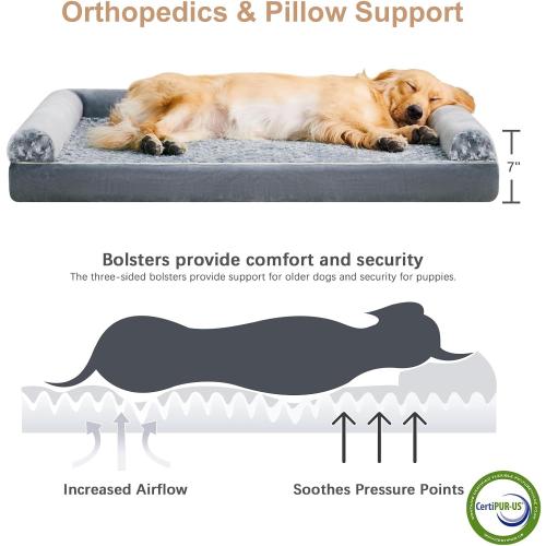 BFPETHOME Orthopedic Washable Dog Beds Large Sized Senior Dog for Comfy Sleeping with Removable Cover, Waterproof Big Soft Pet Couch Bed for Dogs Relax