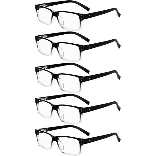 Eyekepper 0.25x Reading Glasses,Readers for Men Women 5pk Black/Transparent