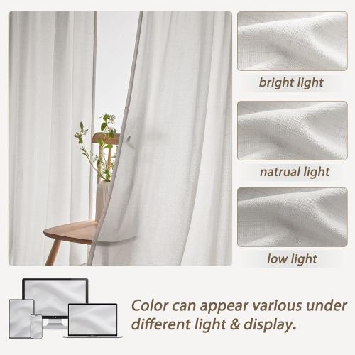 102 Inch Long Curtains for Living/Dining Room, Elegant Pinch Pleated Linen Curtain 102 inches Light Filter Privacy That Let Light in Cortinas para Sala Modernas 2 Panels Set Beige White