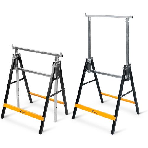 WORKESS Metal Saw Horses 2 pack Folding Heavy Duty 880 lbs Load Capacity Saw Horse Adjustable 7 Level Height for Woodworking