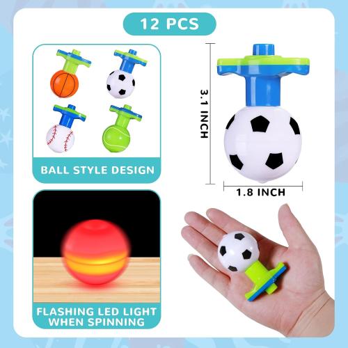 SCIONE 12Pcs LED Light Up Spinning Tops for Kids, Glow in The Dark Party Supplies, Easter Basket Stuffers, Birthday Party Favor Bulk Toys, Treasure Box Toys for Classroom Prize