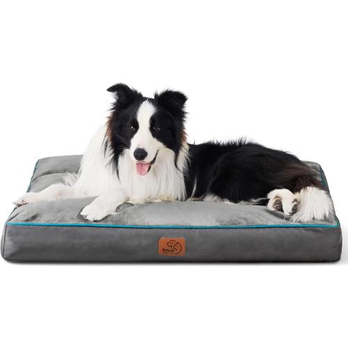 Bedsure Washable Dog Beds Large Sized Dog - 3 Inch Thicken Up to 80lbs Pet Mat Pillows with Removable Washable Cover, Grey