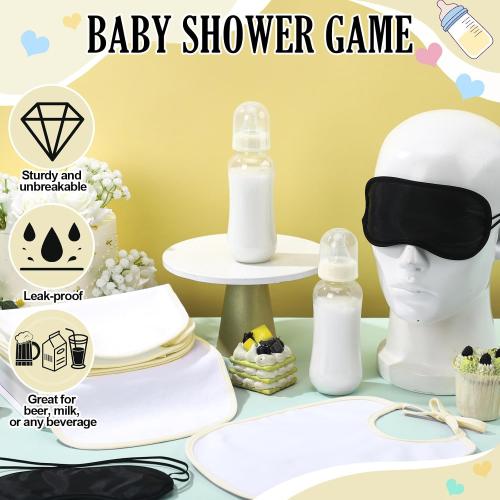 Leinuosen 24 Pcs Baby Shower Blindfold Feeding Game Set, Milky White