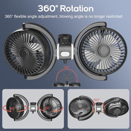 Trustnice USB Car Fan for Backseat for Kids, Dual Head Car Seat Fan Independently Controlled 360° Rotatable Powerful 3-Speed Vehicle rear headrest Air Circulation Cooling Fans for SUV Truck Sedan