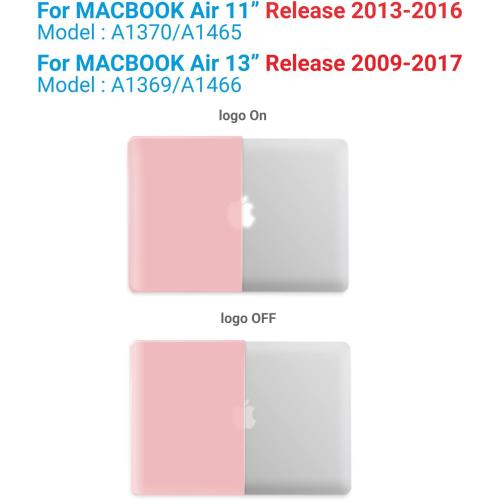 IBENZER Compatible with Old Version MacBook Air 13 Inch Case (2010-2017 Release). Models: A1466 / A1369, Plastic Hard Shell Case with Keyboard Cover for Mac Air 13, Rose Quartz, A1301RQ 1