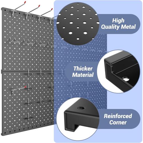 WALMANN 4-Pack 12x16 Metal Pegboard Panels, Tool Organizer Pegboard