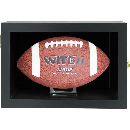 JOVANI Football Display Case Wall Mount Lockable Anti Fade Wood Holders Display Nameplate for Full Size Memorabilia Football w/98% UV Acrylic Door Stand-Sigle Ball