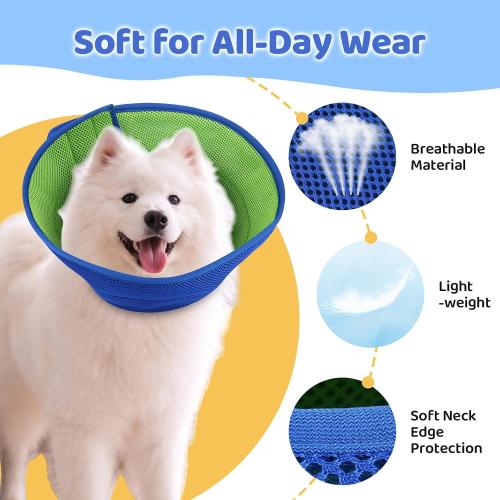 Soft Dog Cone Collar to Stop Licking After Surgery, Comfy Dog Cone Alternative for Large Medium Small Dogs/Cats, Adjustable Washable E-Collar for Spay Neuter Recovery and Neck Protection