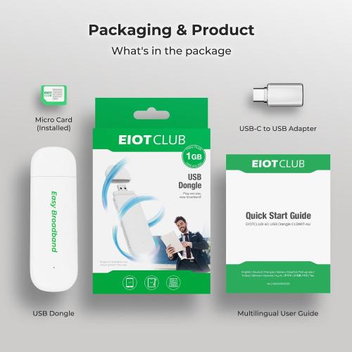 EIOTCLUB 4G LTE USB WiFi 6 Dongle Mobile Hotspot High-Speed for US CA MX LA