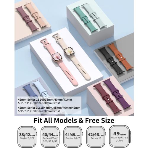 6 Pack Silicone Sport Bands Compatible with Apple Watch Bands for Women Men