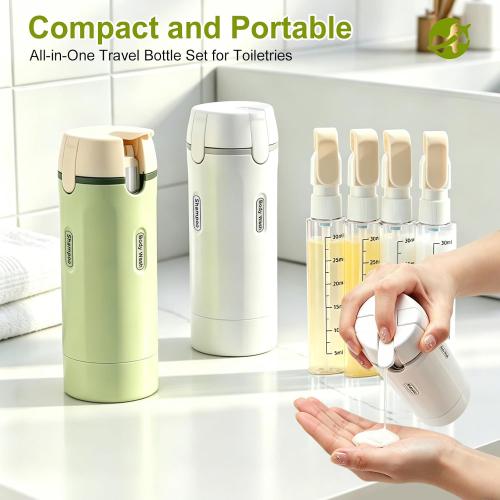 4-in-1 Travel Dispenser Bottle, TSA Approved Leakproof Set(White)