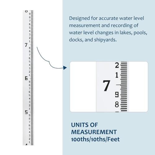 Depth Gauge, Water Level Gauge (Hundredths, Tenths, Teet), Heavy-Duty Ruler-Style Water Level Indicator, All-Weather Water Level Tool, Rust-Resistant, with Pre-Drilled Holes (4-8 Feet)