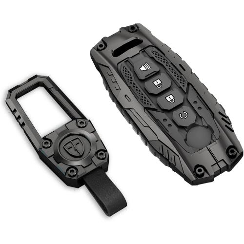 Zinc Alloy Key Fob Cover,Keychain,Full Protection Car Key Case for 2023 2024 2025 Kicks Sentra Versa Rogue Pathfinder Smart Remote Keyless Keyshell Accessories(NO.162-4 Black)