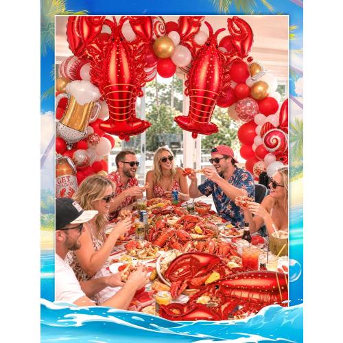 8Pcs Crawfish Balloons Giant Lobster Foil Balloons