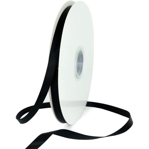 TONIFUL 3/8 Inch x 100yds Black Satin Ribbon Thin Solid Fabric Ribbons Roll for Gift Wrapping Invitation Floral Hair Balloons Craft Sewing Party Wedding Halloween Decoration Valentine's Day Bouquet