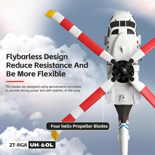 K270 UH60L Remote Controlled Helicopter 2.4Ghz 4CH RC Helicopter Heli Aileronless 6-Axis Gyroscope Air Pressure Hold Optical Flow Position 3-Batteries for Adults Beginners
