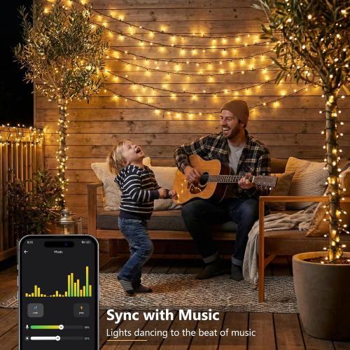 BrizLabs Smart Christmas Lights, 66 ft 200 LED Warm White String Lights