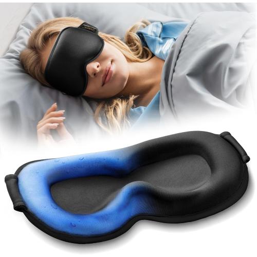 3D Weighted Cooling Gel Eye Mask for Sleeping, FSA Eligible Items HSA, 6oz Gel-Weighted Sleep Mask, 100% Blackout, Gentle Pressure & Cold Relief for Migraine, Ice Cold Gel for Puffy Eyes, Eye Care
