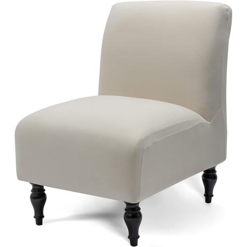 Liykimt Armless Accent Chair Cover Slipcover,Slipper Chair Stretch Spandex Removable for Armless Chair Furniture Protector for Living Dining Room Hotel (Beige, 1)