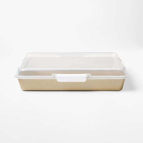 9x13 Nonstick Aluminized Steel Cake Pan Set with Lid Gold - Figmint™