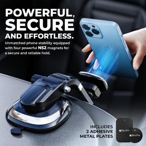 BESTRIX Phone Holder for Car, Magnetic Car Phone Mount | Dashboard Car Phone Holder Compatible with iPhone 15, 14,13,12,11Pro,Xr,XS Pro MAX Galaxy S24 23 22 21 20 Ultra Note S8 S9 S10 & All Smartphone
