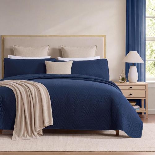 Navy Blue Quilt Set, Full Queen Size Bedspread