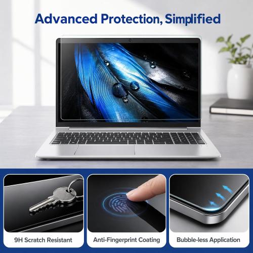 15.6 inch Laptop Screen Protector Tempered Glass Compatible with Other All 15.6 Laptops Portable Monitor with 16:9 Aspect Ratio,(345x194 / W x H)-Ultra Clear & 9H Hardness ,15.6 Tempered Glass Shield