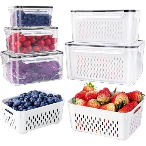 5 PCS Large Fruit storage Containers for Fridge ,Food Storage Containers